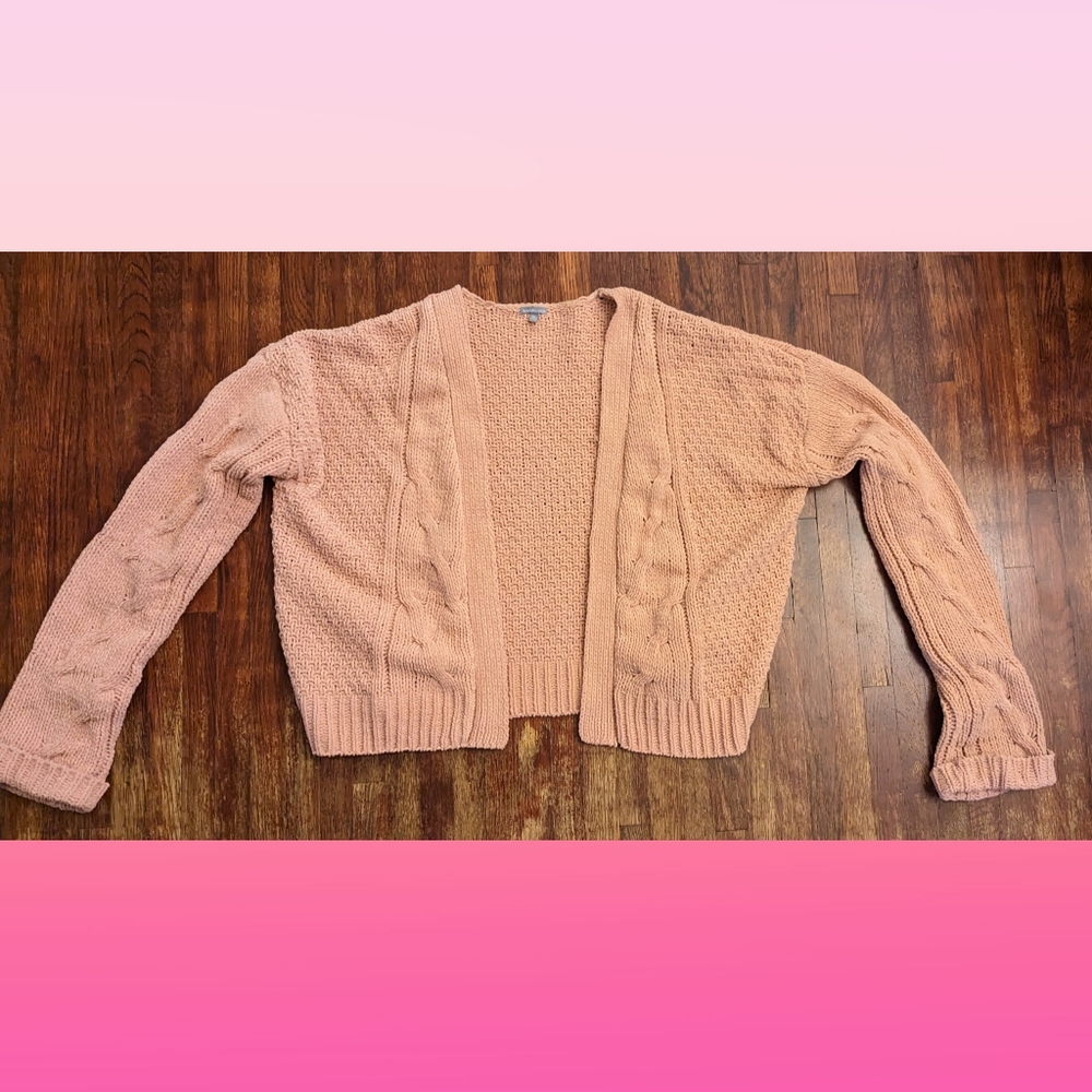 NWOT Charlotte Russe Y2K Barbie pink cable knit chunky cardigan open sweater